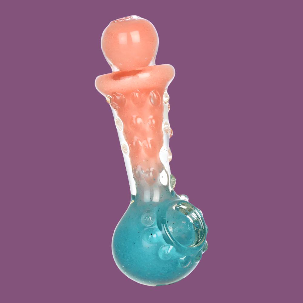 Pastel Ombre Textured Glass Hand Pipe w/ Marbles