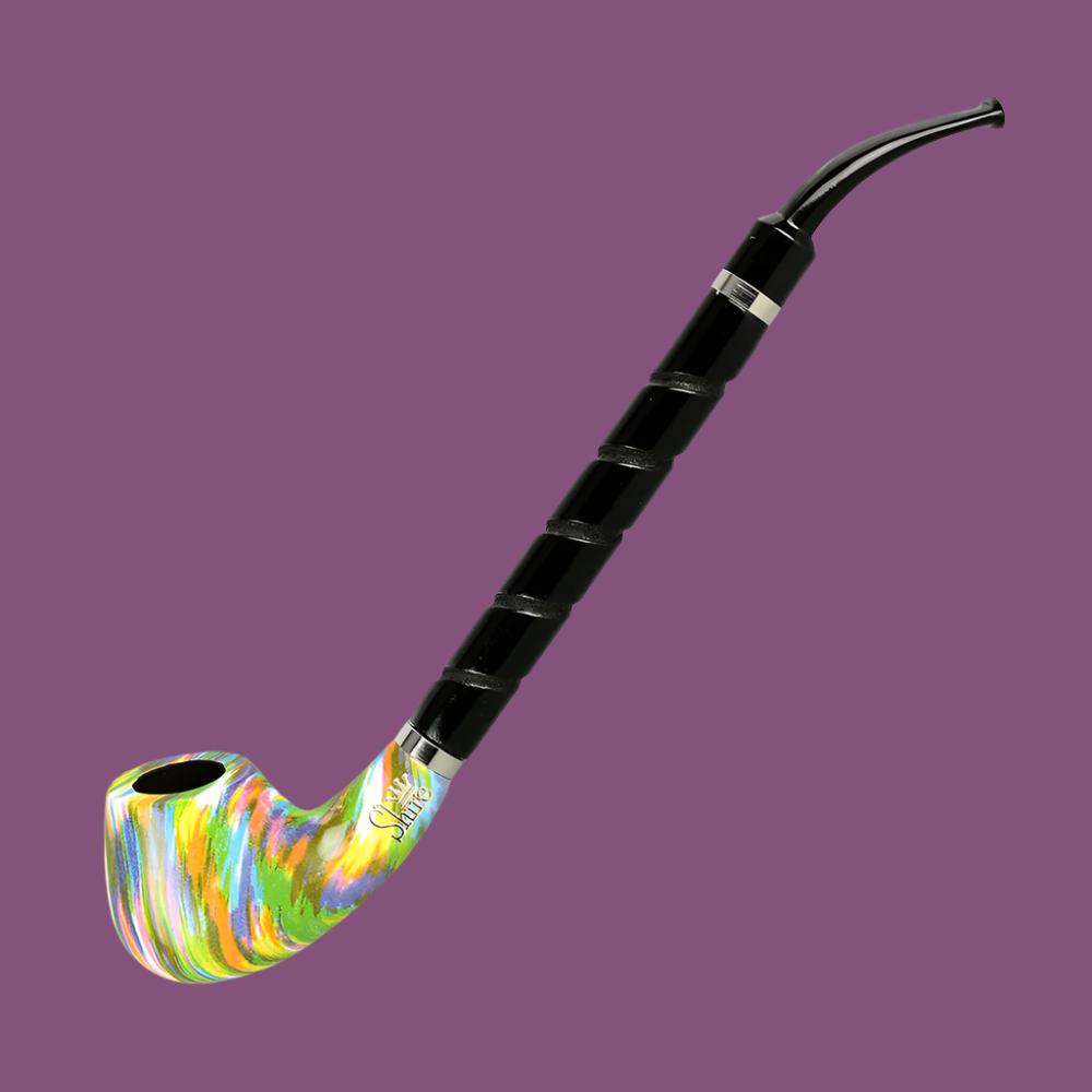 Pulsar Shire Pipes The Twister | Bent Brandy Spiral Stem Rainbow Wood Pipe