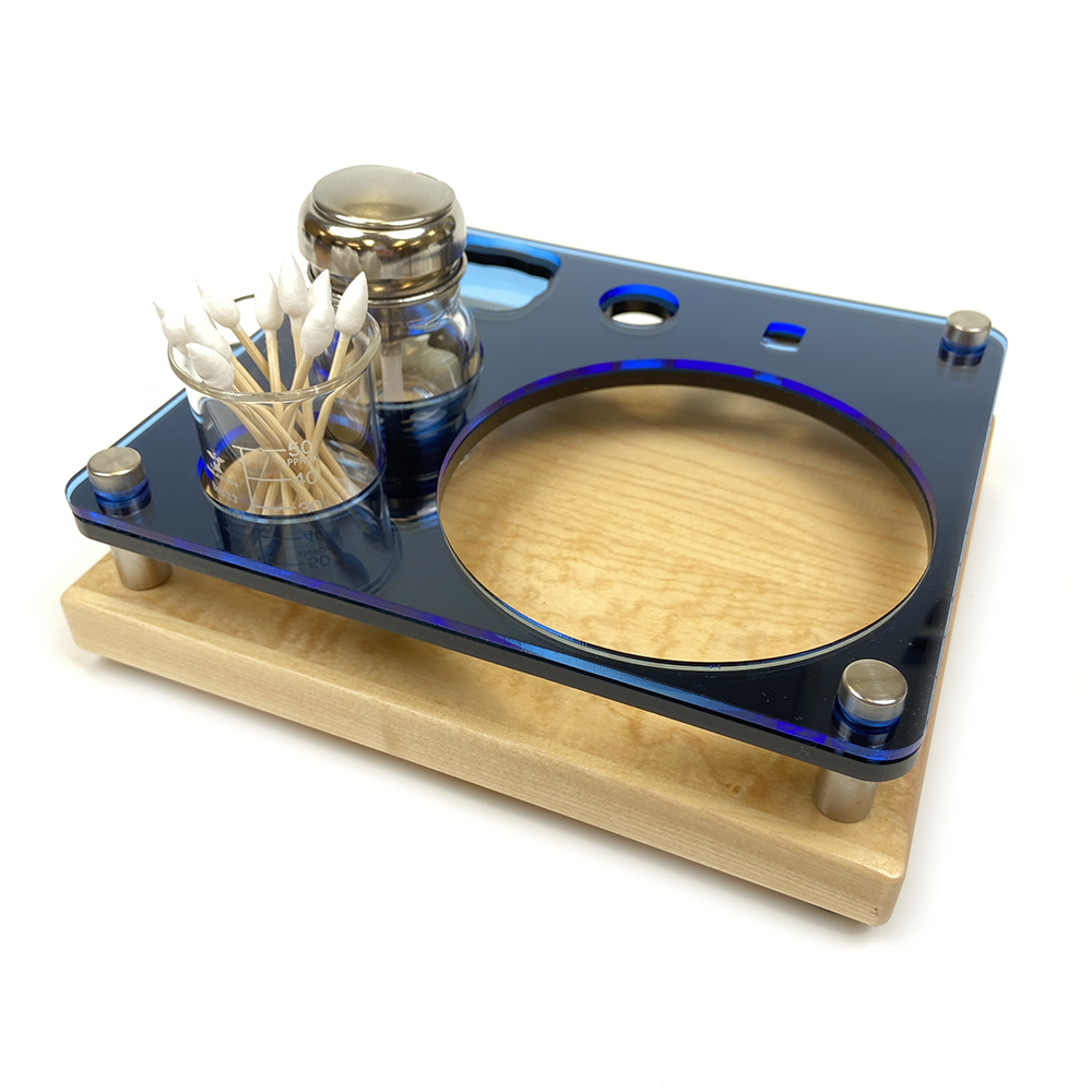 Mini Puffco Dab Rig Station Cleaning Organizer ~ Holds Charger Dock and Hot Knife ~ 8x7, Midnight Blue, Maple ~ for Cannabis Vaporizer