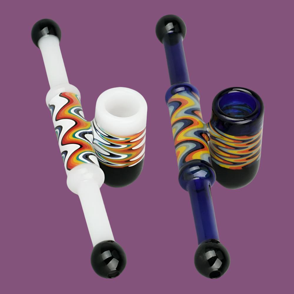 Two-Person Wavelength Bubbler Pipe - 8.5"/Colors Vary