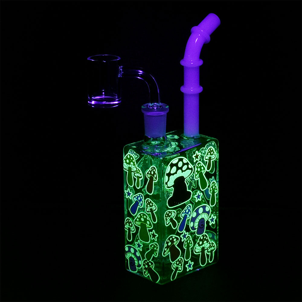 Glow Mushroom Juice Box Dab Rig - 7.5"/14mm F