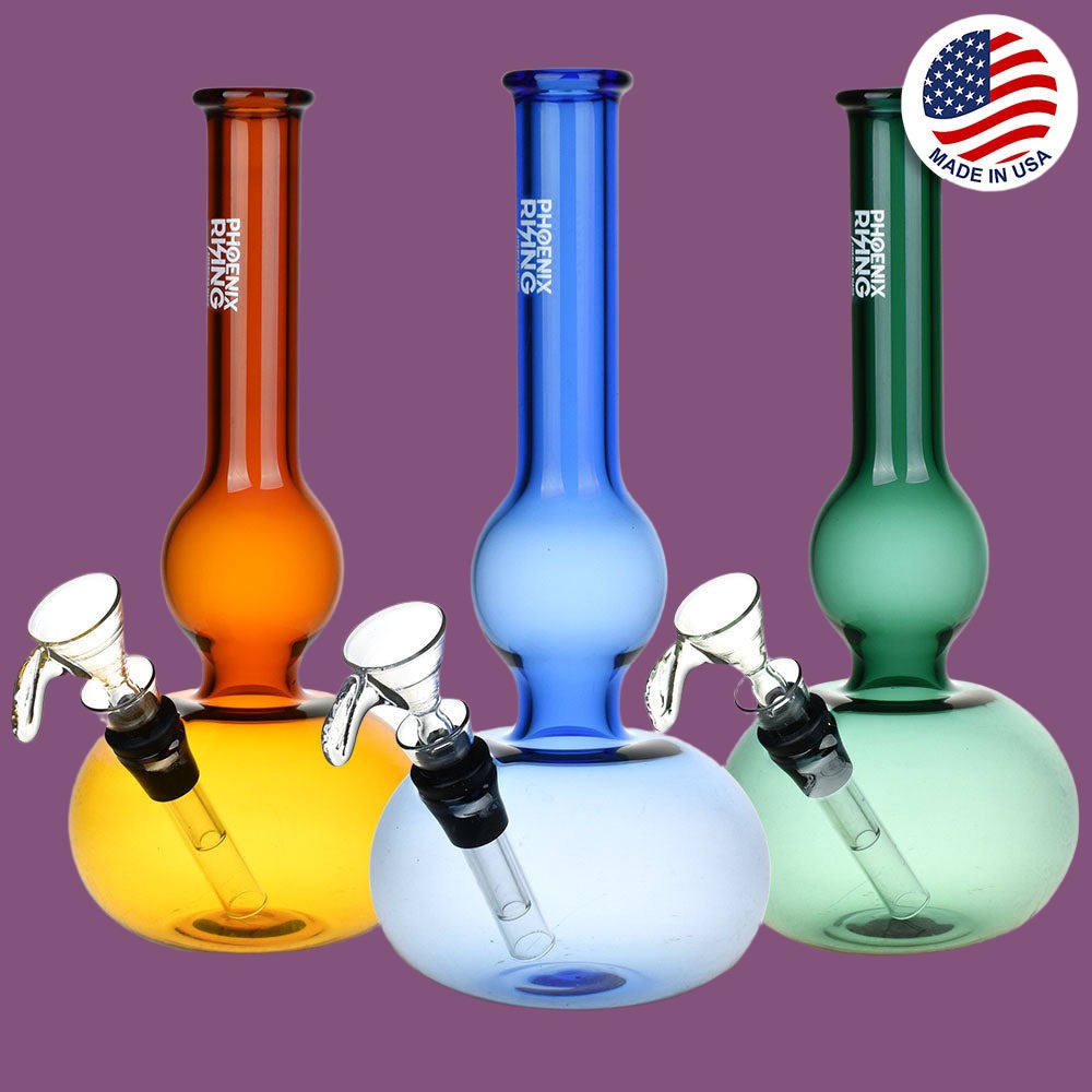 Phoenix Rising Double Bubble Glass Water Pipe - 8.75" / Colors Vary