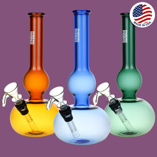 Phoenix Rising Double Bubble Glass Water Pipe - 8.75" / Colors Vary