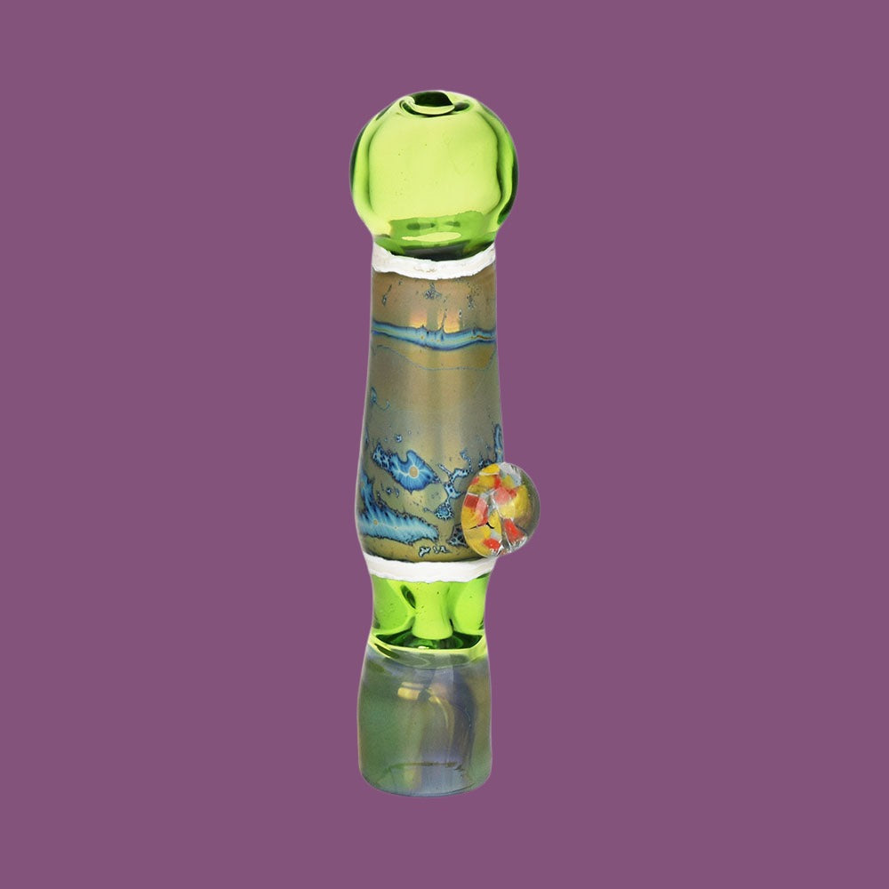 Euphoric Effect Chillum w/ Fritted Marble - 3.75"