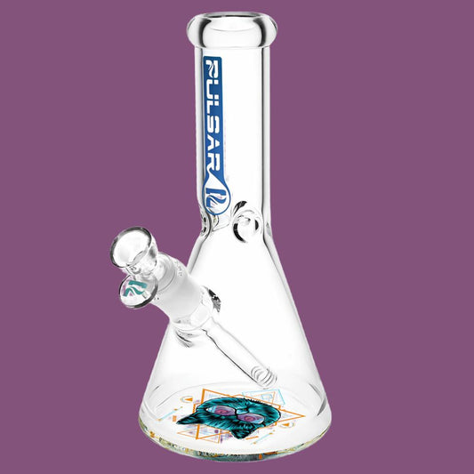 Pulsar Bottoms Up Sacred Cat Geometry Water Pipe - 10"/14mm F